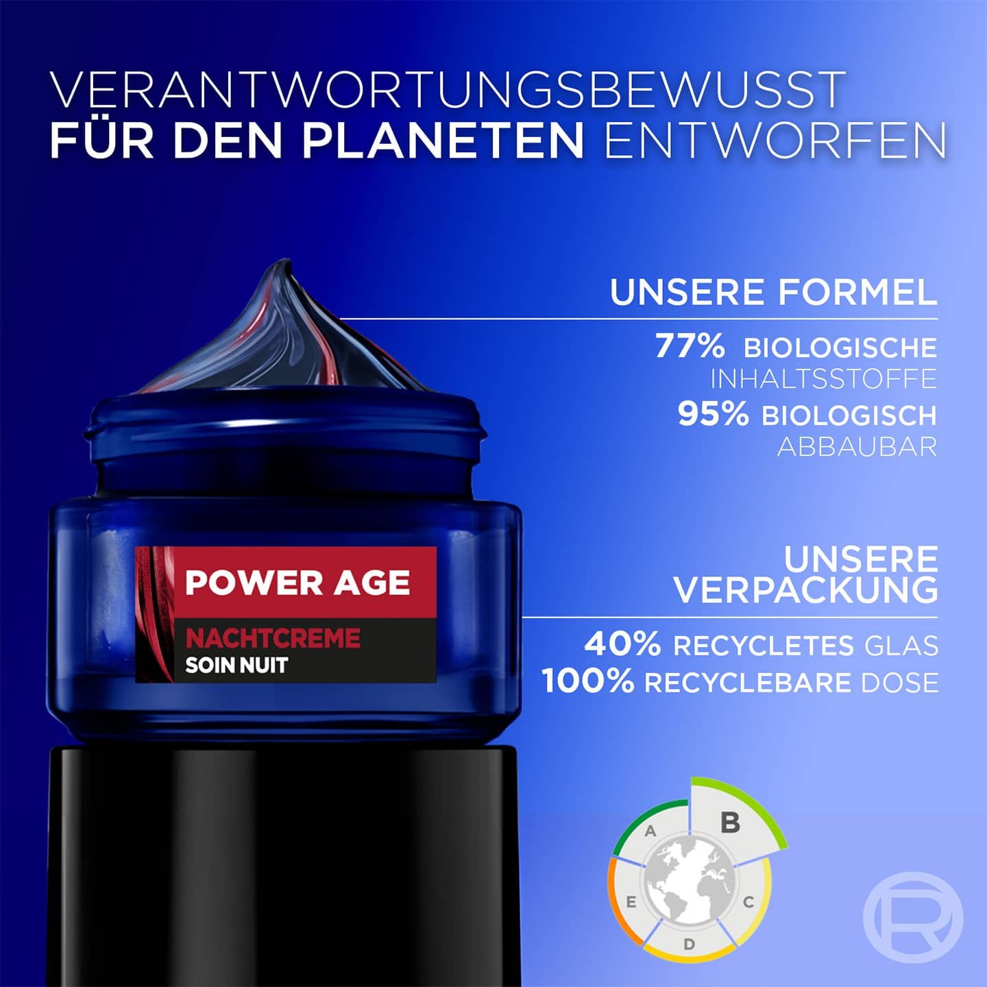 Power Age Nachtcreme Formel und Verpackung